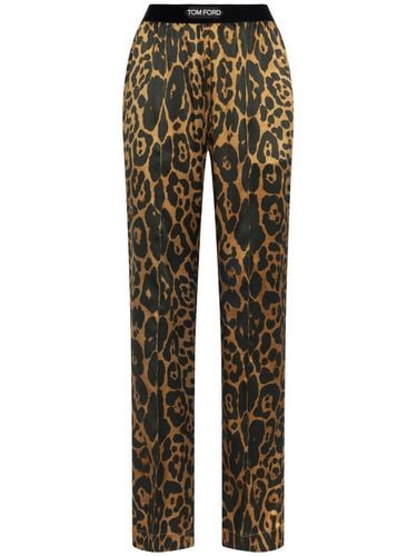 Leopard Print Stretch Silk Satin Pants - TOM FORD - Modalova