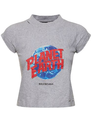 Planet Earth Shrunken Cotton T-shirt - BALENCIAGA - Modalova