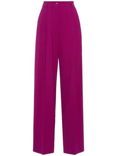 Stretch Wool Wide Pants - DOLCE & GABBANA - Modalova