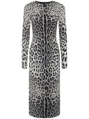 Leo Print Silk Charmeuse Midi Dress - DOLCE & GABBANA - Modalova