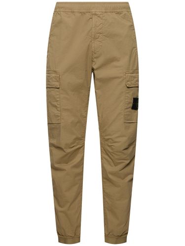 Tapered Stretch Cotton Pants - STONE ISLAND - Modalova