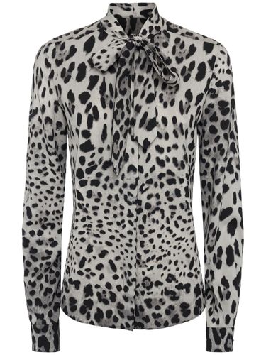 Leo Print Stretch Silk Charmeuse Shirt - DOLCE & GABBANA - Modalova