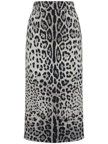 Leo Print Silk Charmeuse Midi Skirt - DOLCE & GABBANA - Modalova