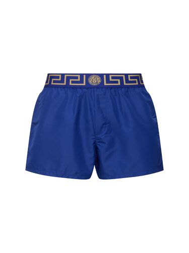 Monogram Waistband Tech Swim Shorts - VERSACE - Modalova