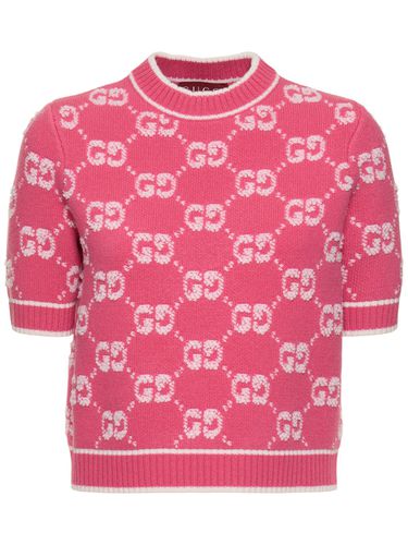 Gg Wool Bouclé Jacquard Top - GUCCI - Modalova