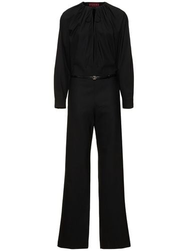 Stretch Wool Blend Jumpsuit W/ Belt - GUCCI - Modalova