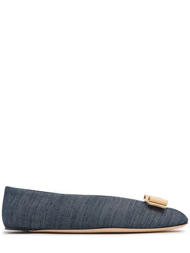 Mm Vanna Denim Ballerina Flats - FERRAGAMO - Modalova