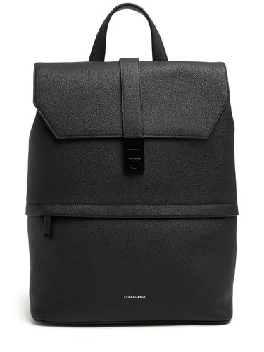 Twins Logo Leather & Canvas Backpack - FERRAGAMO - Modalova