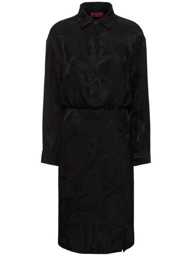 Silk Jacquard Shirt Dress - GUCCI - Modalova