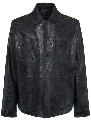 Leather Overshirt - DOLCE & GABBANA - Modalova