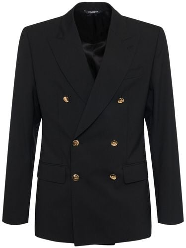 Double Breasted Peak Lapel Wool Suit - DOLCE & GABBANA - Modalova