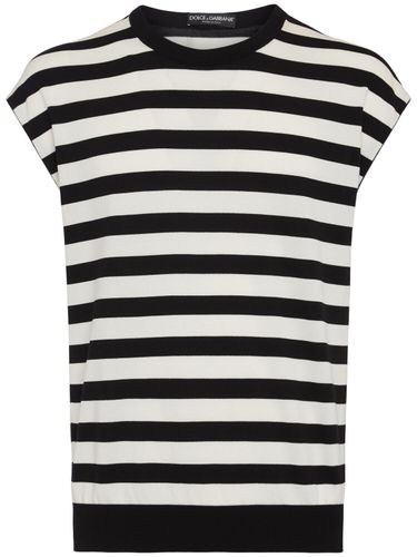 Striped Cotton Knit Top - DOLCE & GABBANA - Modalova