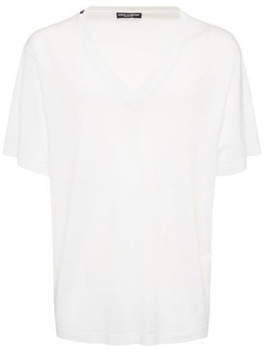 V-neck Cotton Jersey T-shirt - DOLCE & GABBANA - Modalova