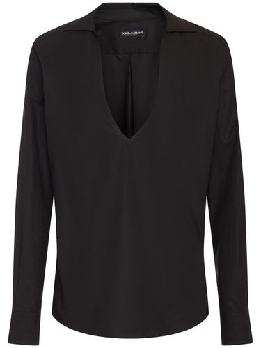 Cotton Blend V Neck Shirt - DOLCE & GABBANA - Modalova