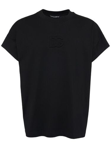 T-shirt Aus Baumwolljersey Mit Logoprägung - DOLCE & GABBANA - Modalova