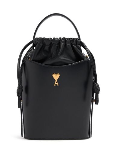 Mini Paris Paris Leather Bucket Bag - AMI PARIS - Modalova