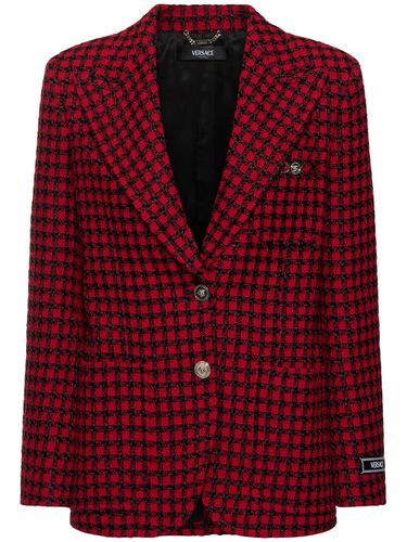 Wool Blend Tweed Single Breast Jacket - VERSACE - Modalova