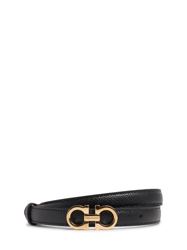 Mm Gancini Score Leather Belt - FERRAGAMO - Modalova