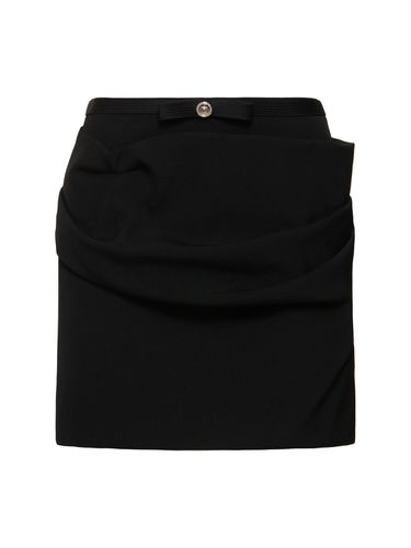 Draped Fluid Wool Gabardine Mini Skirt - VERSACE - Modalova