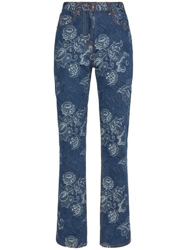 High Rise Printed Denim Straight Jeans - ETRO - Modalova