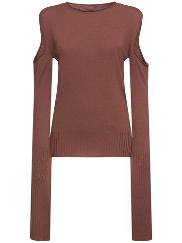 Long Sleeve Wool Knit Top W/cutouts - RICK OWENS - Modalova