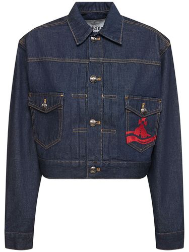 Giacca Cropped Marlene In Denim Con Logo - VIVIENNE WESTWOOD - Modalova