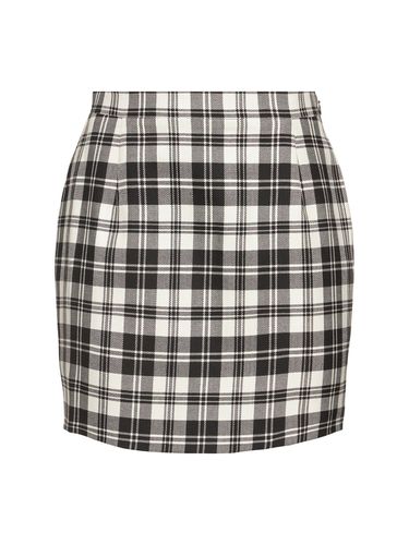 Pleated Wool Tartan Mini Skirt W/buckles - ALESSANDRA RICH - Modalova