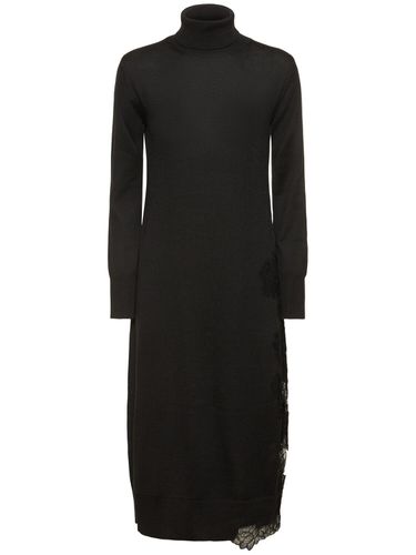 Embroidered Wool Blend Knit Midi Dress - ERMANNO SCERVINO - Modalova