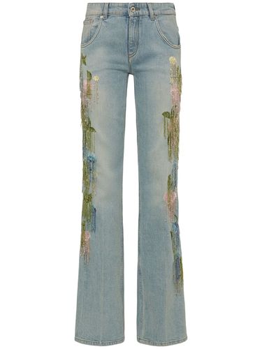 Embroidered Low Rise Straight Jeans - BLUMARINE - Modalova