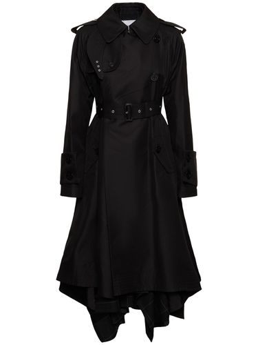 Long Gabardine & Windowpane Trench Coat - SACAI - Modalova