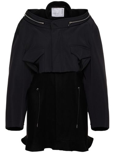 Oversize Short Wool Melton Jacket Dress - SACAI - Modalova