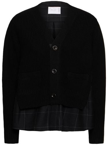 Windowpane Knit Cardigan - SACAI - Modalova