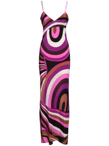 Printed Crepe De Chine Long Dress - PUCCI - Modalova