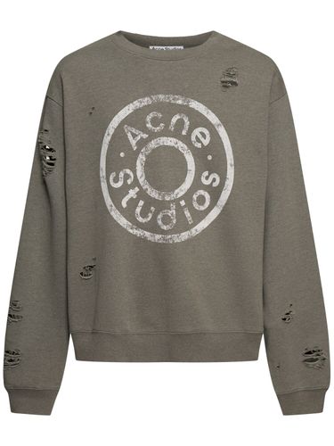 Franziska Button Logo Print Sweatshirt - ACNE STUDIOS - Modalova