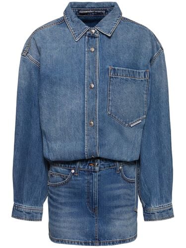 Long Sleeve Denim Mini Dress - ALEXANDER WANG - Modalova