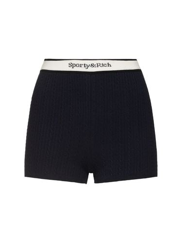 Serif Logo Cable Knit Biker Shorts - SPORTY & RICH - Modalova