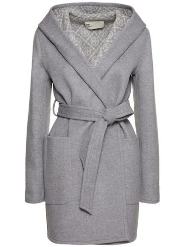 Hooded Wool Wrap Coat - TORY BURCH - Modalova