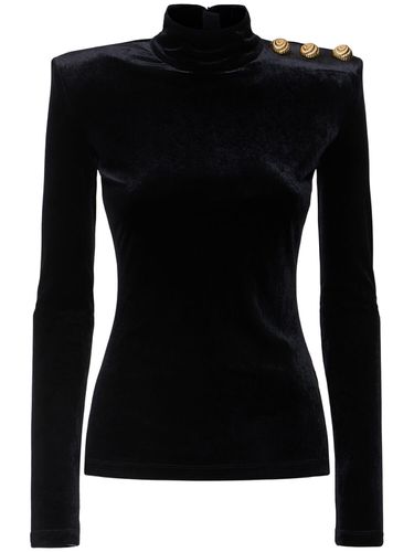 Buttoned High Neck Velvet Top - BALMAIN - Modalova