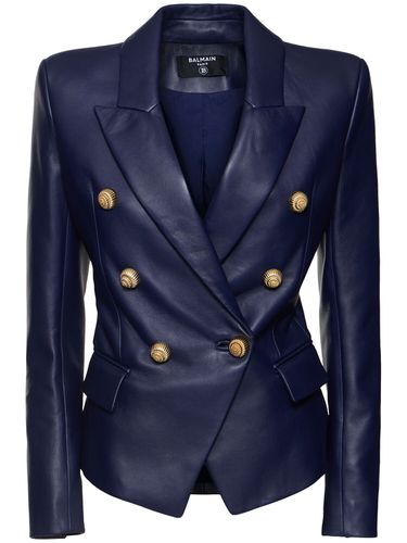 Buttoned Leather Jacket - BALMAIN - Modalova