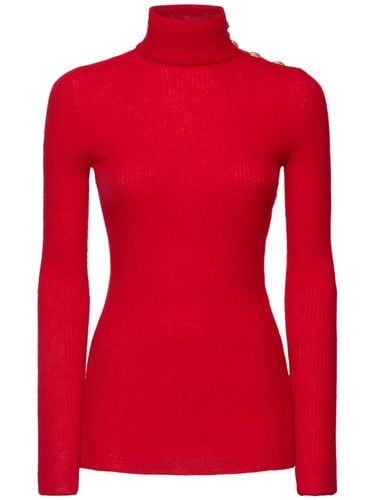 Buttoned Mohair Blend High Neck Sweater - BALMAIN - Modalova