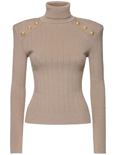 Button-trimmed Knit Turtleneck Sweater - BALMAIN - Modalova