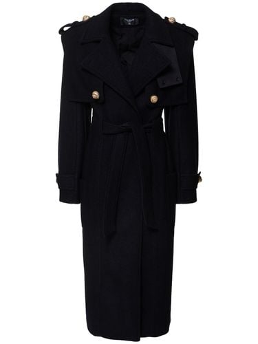 Tailored Boiled Wool Blend Trench Coat - BALMAIN - Modalova