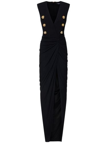 Tailored Fluid Crepe Long Dress - BALMAIN - Modalova