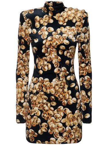 Printed Velvet Mini Dress - BALMAIN - Modalova