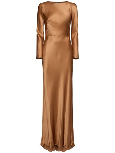 Draped Back Satin Long Dress - ALBERTA FERRETTI - Modalova