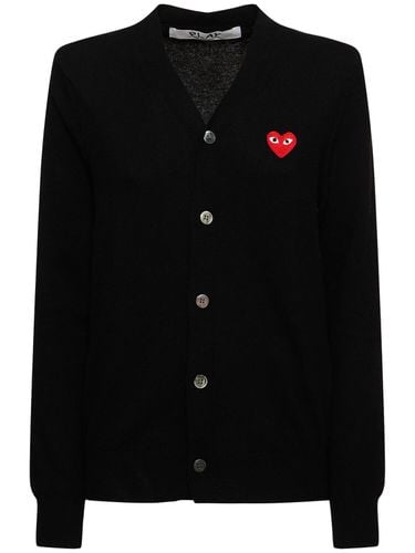 Cardigan In Lana Con Scollo A V E Logo - COMME DES GARÇONS PLAY - Modalova