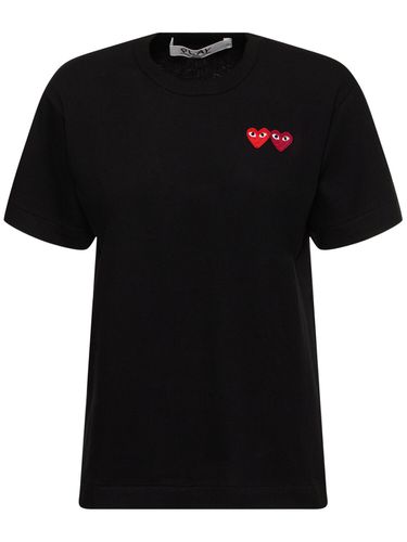 Embroidered Hearts Cotton T-shirt - COMME DES GARÇONS PLAY - Modalova