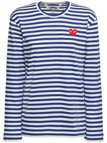 Striped Cotton Jersey T-shirt W/ Logo - COMME DES GARÇONS PLAY - Modalova