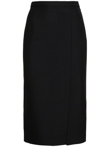 Wool Blend Gabardine Side Slit Skirt - MICHAEL KORS COLLECTION - Modalova