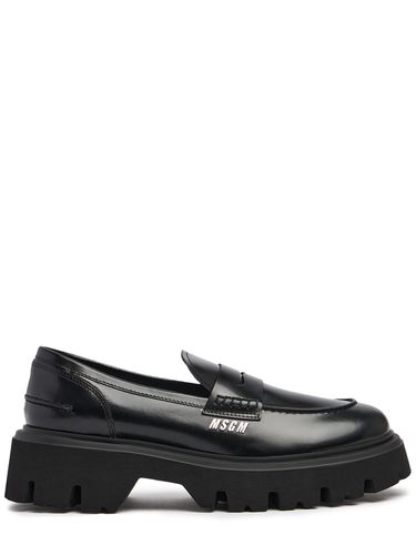 Brushed Leather Loafers - MSGM - Modalova